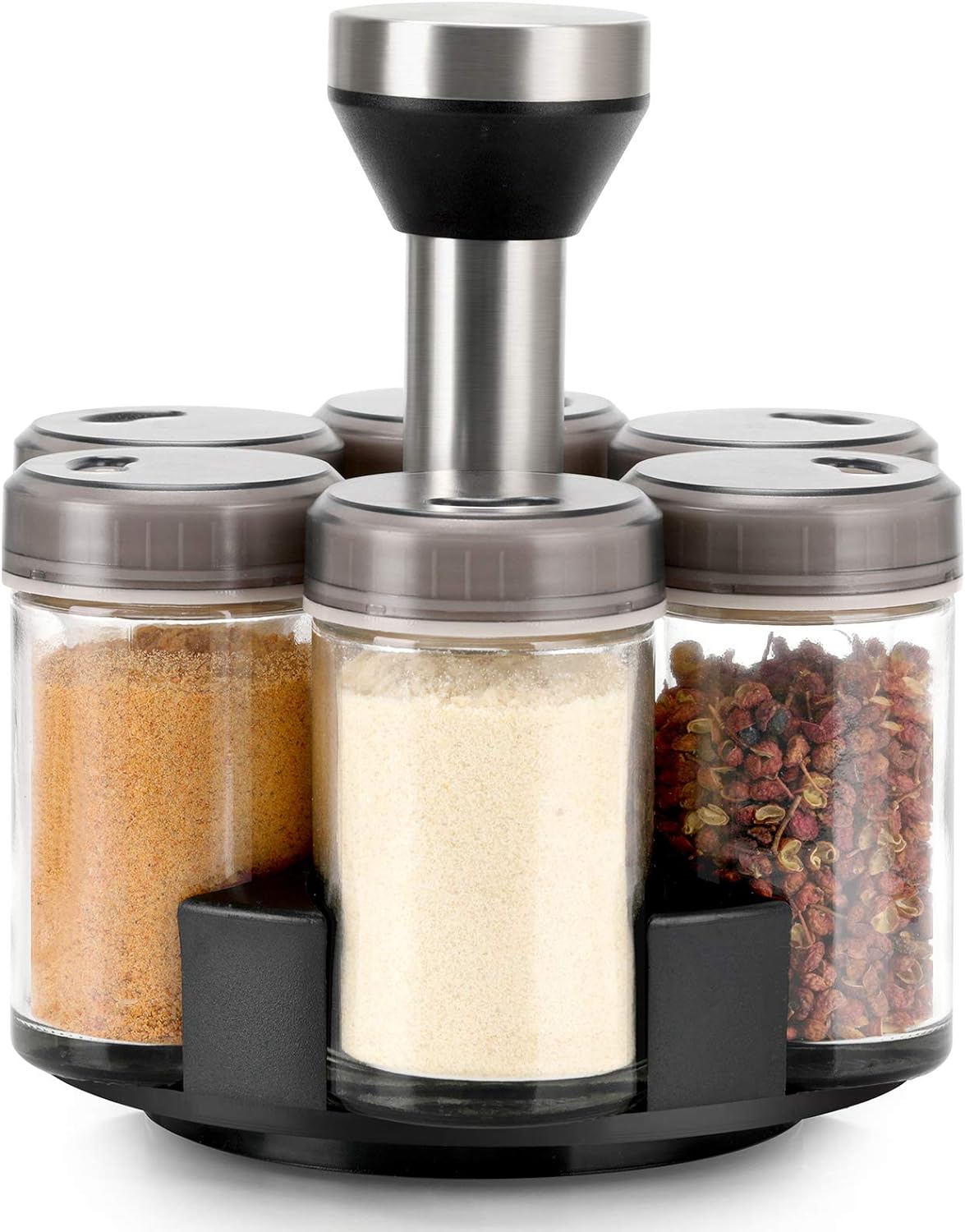 Organizador de Especias Giratorio x6 | Frascos de Vidrio y Base 360°