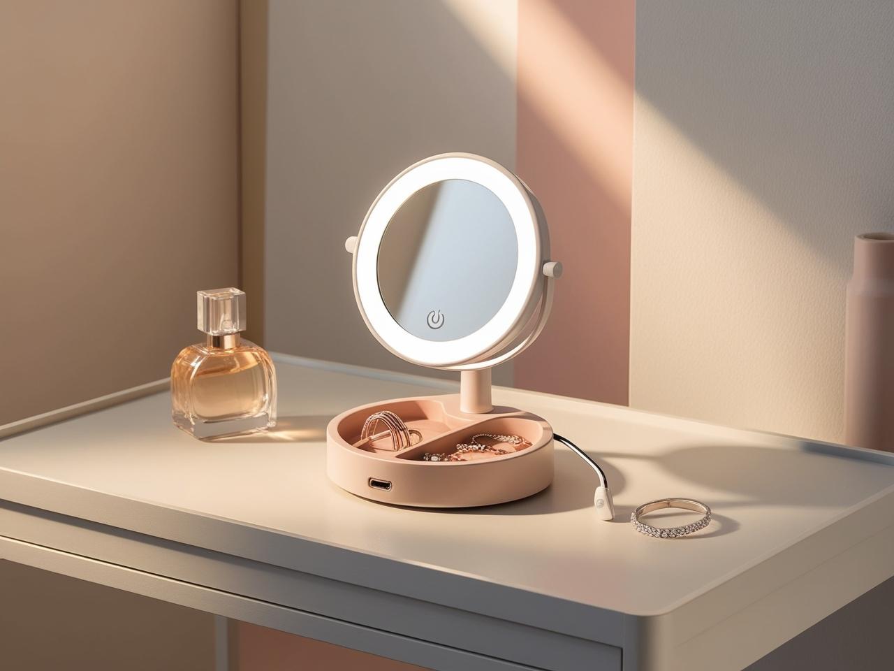 Espejo LED Recargable con Aumento | Diseño Compacto y Elegante